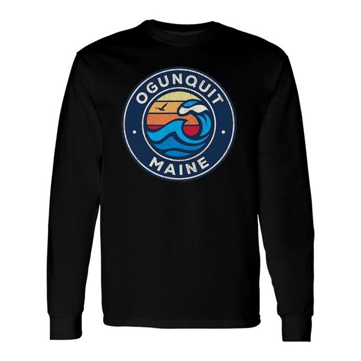 Ogunquit Maine Me Vintage Nautical Waves Long Sleeve T-Shirt
