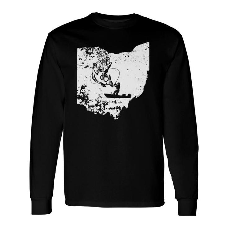 Ohio Fishing Love Lake Or River Fish Distressed Long Sleeve T-Shirt T-Shirt