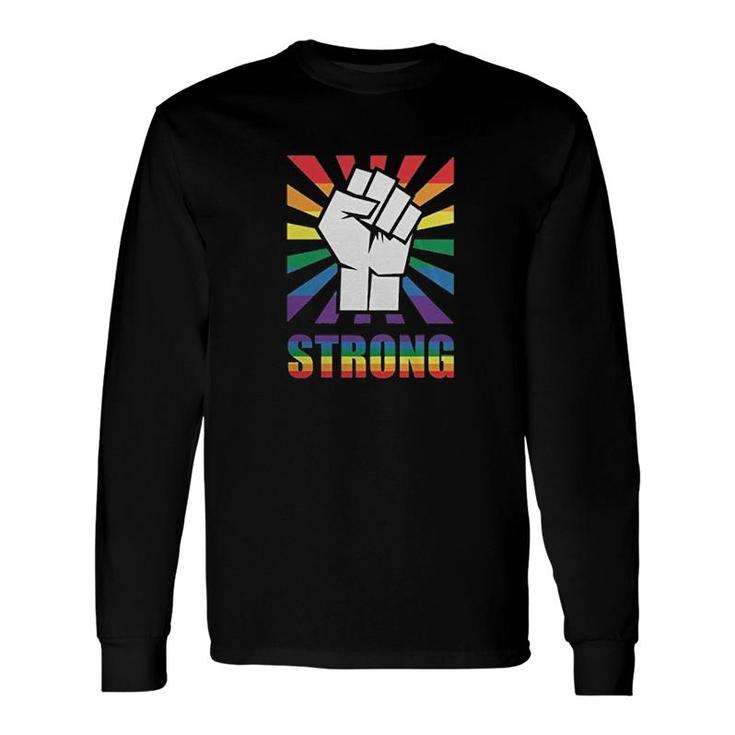 Old Glory Lgbt Gay Pride Strong Raised Fist Long Sleeve T-Shirt
