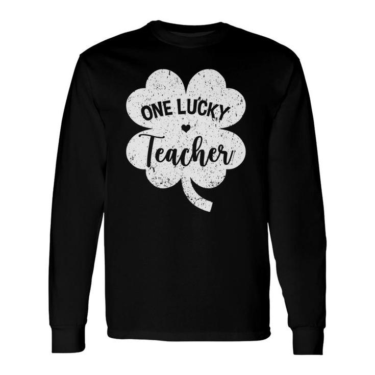 One Lucky Teacher Shamrock Four Leaf Clover St Patrick's Day Long Sleeve T-Shirt T-Shirt