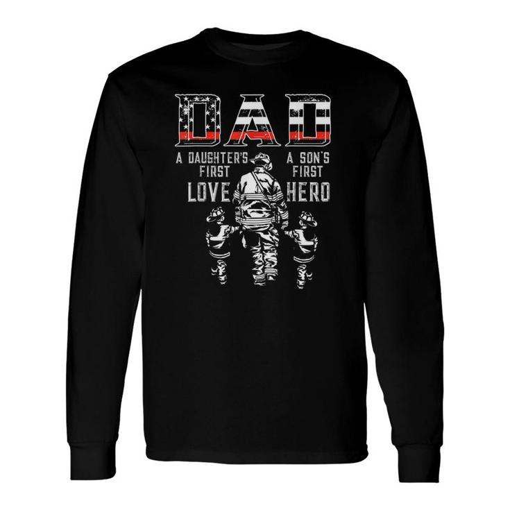 Oxbd Dad Daughter Love Son Hero Fireman Dad Fathers Day Long Sleeve T-Shirt T-Shirt