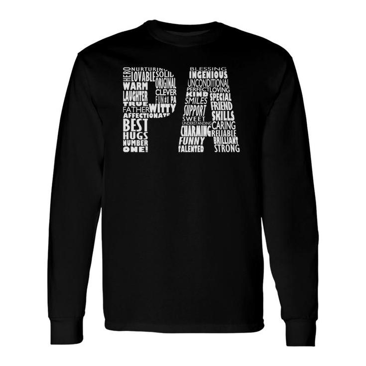 Pa Dad Grandpa Word Cloud Father's Day Long Sleeve T-Shirt