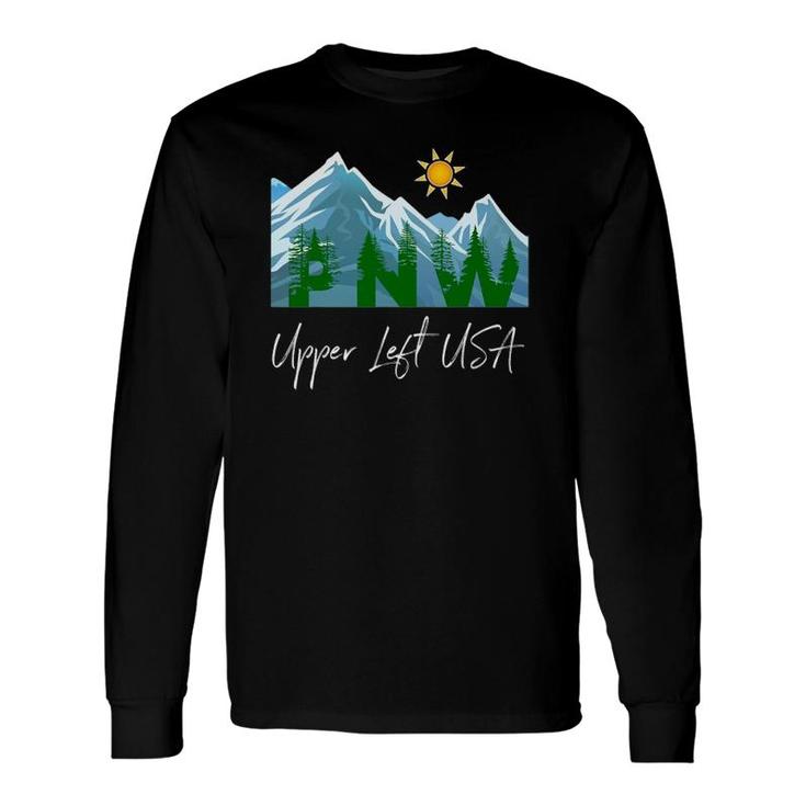 Pacific Northwest Pnw Pine Trees Mountains Upper Left Usa Long Sleeve T-Shirt T-Shirt