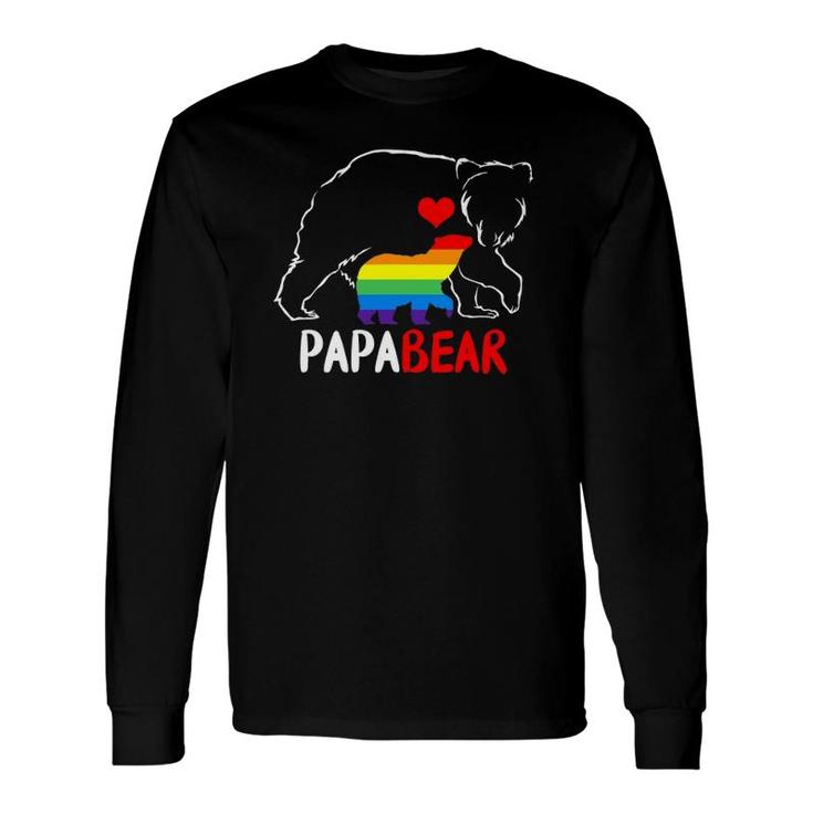 Papa Bear Proud Dad Daddy Rainbow Flag Lgbt Pride Father Day Long Sleeve T-Shirt T-Shirt