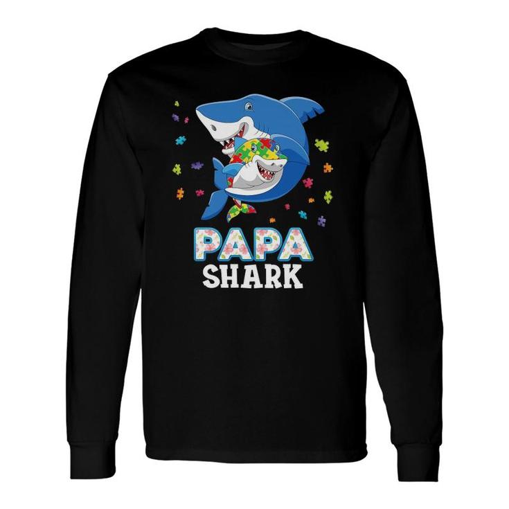 Papa Shark Autism Awareness Rainbow Puzzle Matching Do Long Sleeve T-Shirt T-Shirt