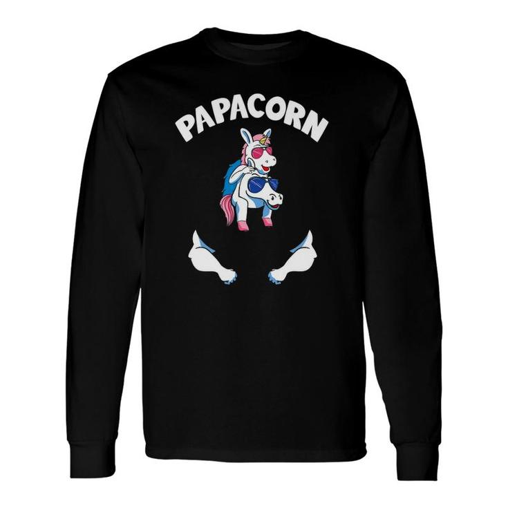 Papacorn 1 Kid Papa Pink Unicorn Father Daughter Long Sleeve T-Shirt T-Shirt