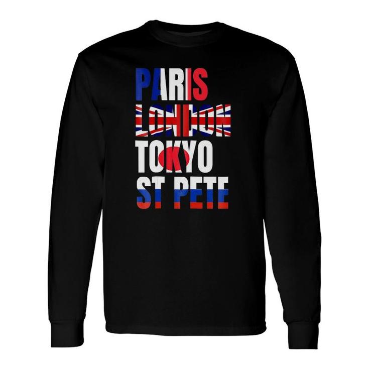 Paris London Tokyo St Pete Flags Long Sleeve T-Shirt T-Shirt