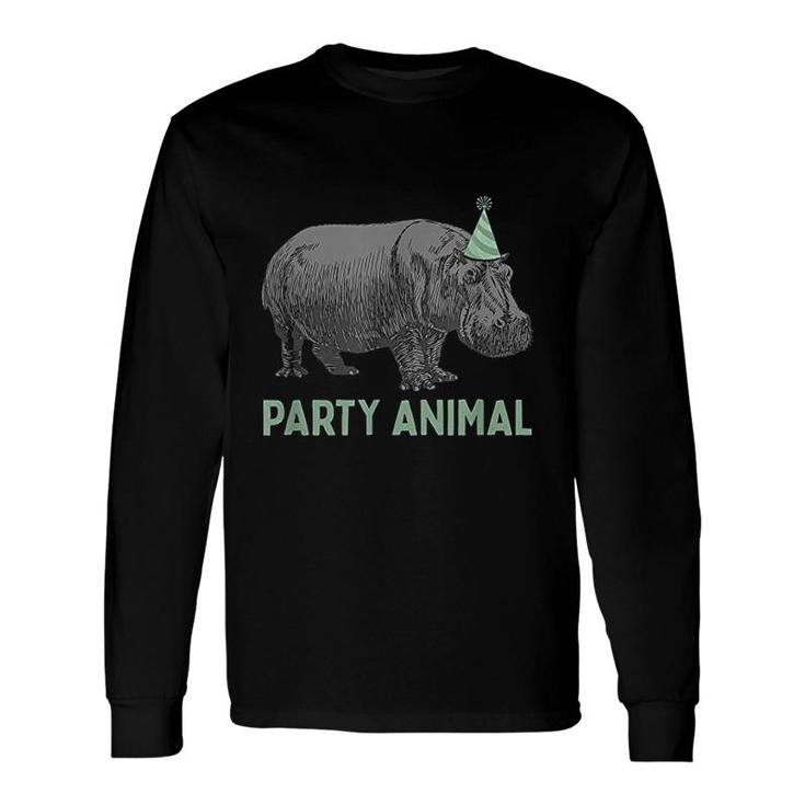 Party Animal Hippo Birthday Hippo Birthday Long Sleeve T-Shirt