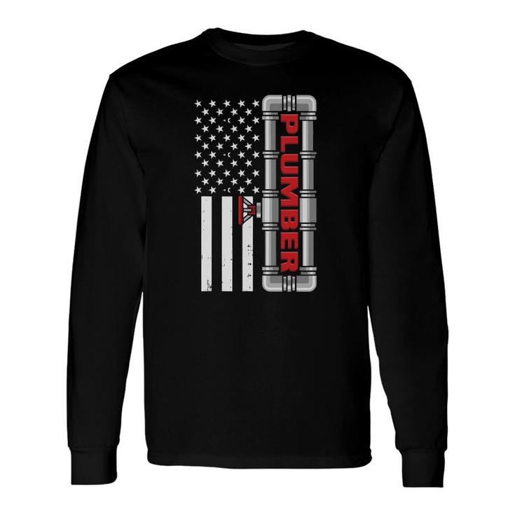 Patriot Plumbers Flag American Usa Plumbing Long Sleeve T-Shirt T-Shirt