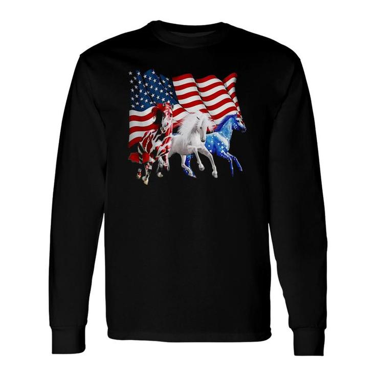 Patriotic Us Flag 4Th Of July Horse Lovers Long Sleeve T-Shirt T-Shirt