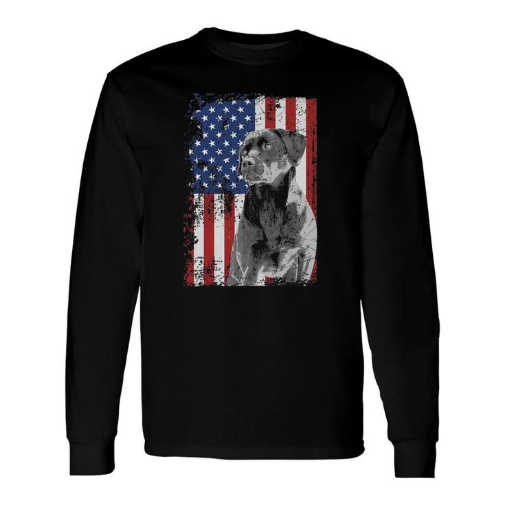 Patriotic Usa Flag Black Labrador For Lab Owners Long Sleeve T-Shirt T-Shirt