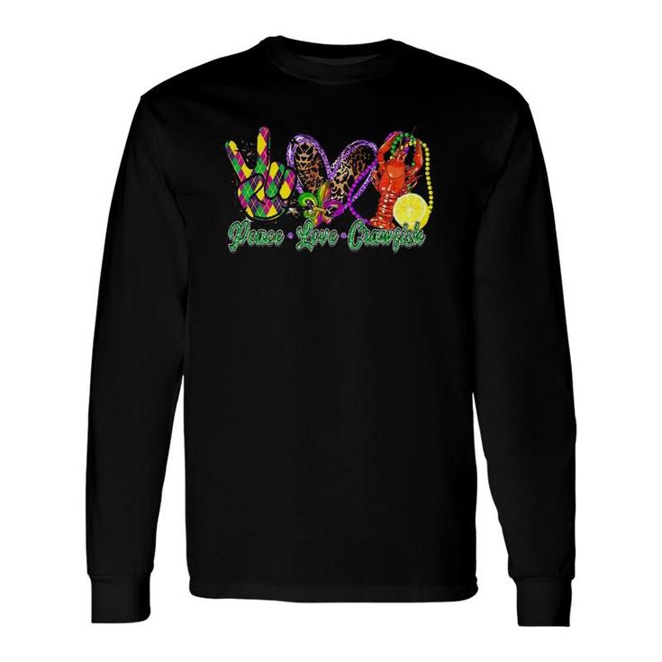 Peace Love Crawfish Beads Mardi Gras Carnival Long Sleeve T-Shirt T-Shirt