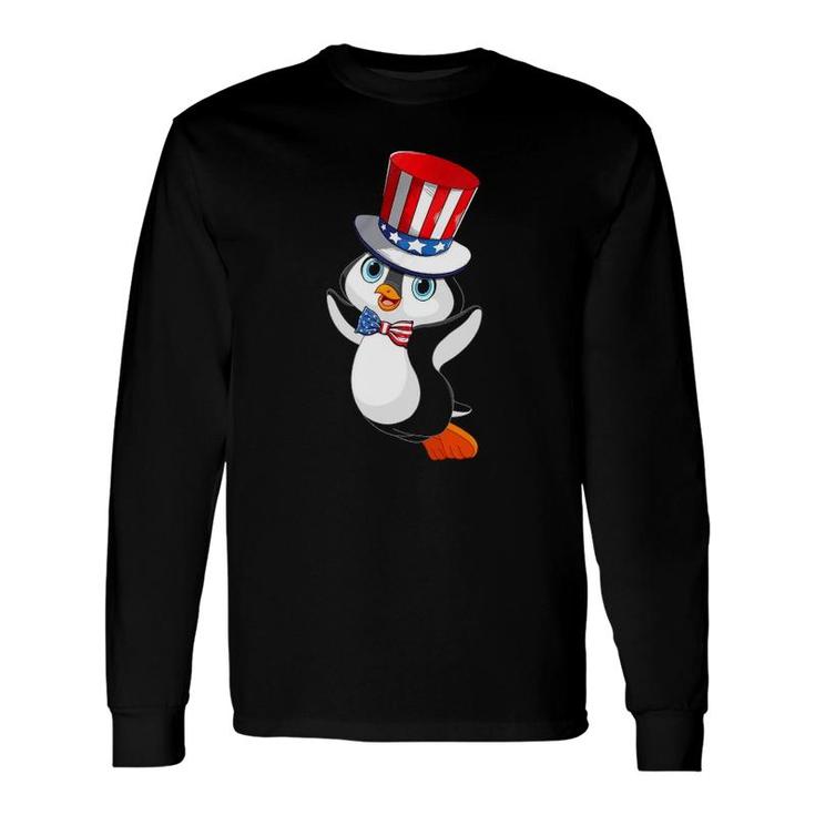 Penguin American Flag Hat Patriotic 4Th Of July Long Sleeve T-Shirt T-Shirt