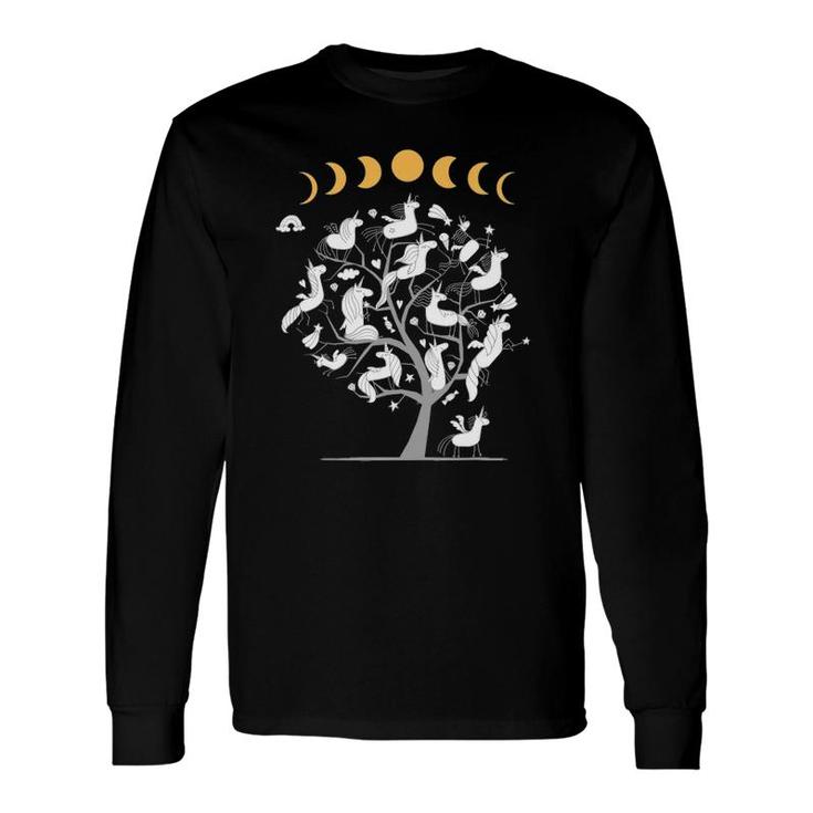 Phases Of The Moon Tree With Unicorns Long Sleeve T-Shirt T-Shirt