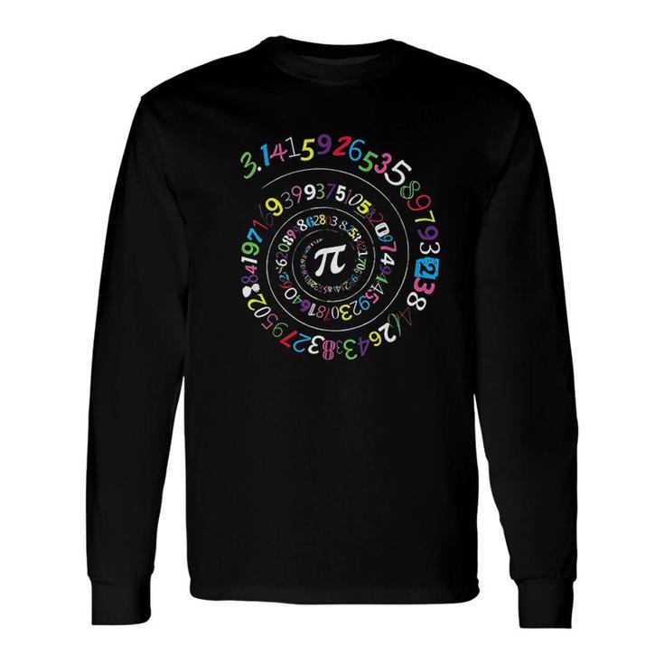 Pi Day Shirt Spiral Pi Color Numbers Teacher Student Long Sleeve T-Shirt
