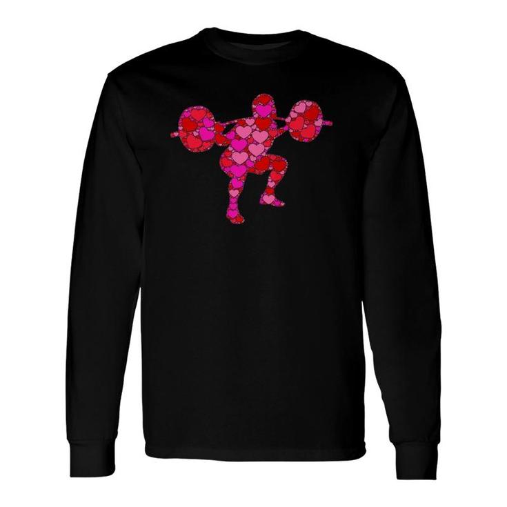 Pink Red Heart Valentine's Day For Weight Lifter Gym Long Sleeve T-Shirt T-Shirt