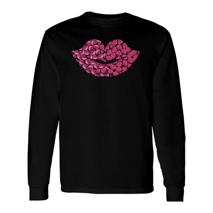 Pink Rose Flowers Lips Roses Lovers Floral Valentine's Day Long Sleeve T-Shirt T-Shirt