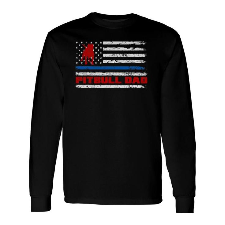 Pitbull Dad Proud American Pit Bull Dog Flag Long Sleeve T-Shirt T-Shirt