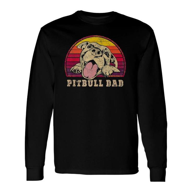 Pitbull Dad Vintage Smiling Pitbull Fathers & Dog Lovers Long Sleeve T-Shirt T-Shirt