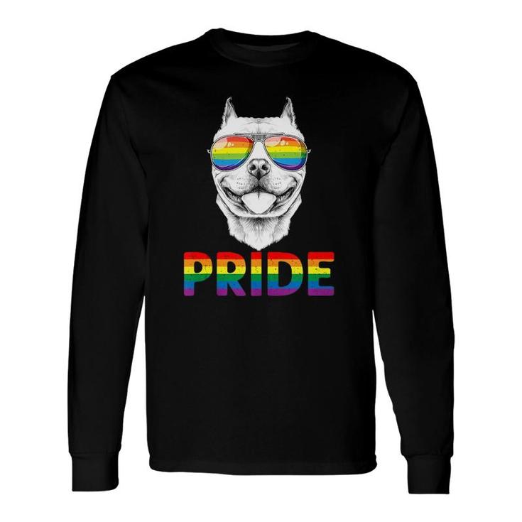 Pitbull Gay Pride Lgbt Rainbow Flag Sunglasses Lgbtq Tank Top Long Sleeve T-Shirt T-Shirt