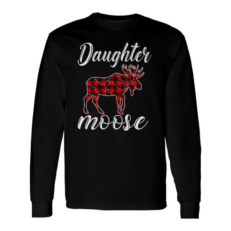 Plaid Daughter Moose Christmas Light Matching Costume Long Sleeve T-Shirt T-Shirt