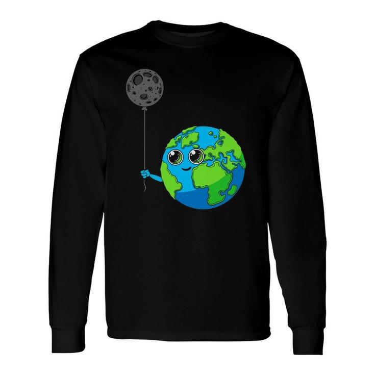 Planet Earth Galaxy Moon Balloon Astronomy Space Long Sleeve T-Shirt T-Shirt