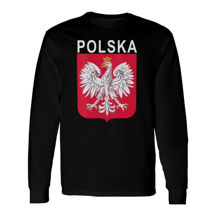 Polska Eagle Emblem Polish Language V-Neck Long Sleeve T-Shirt T-Shirt