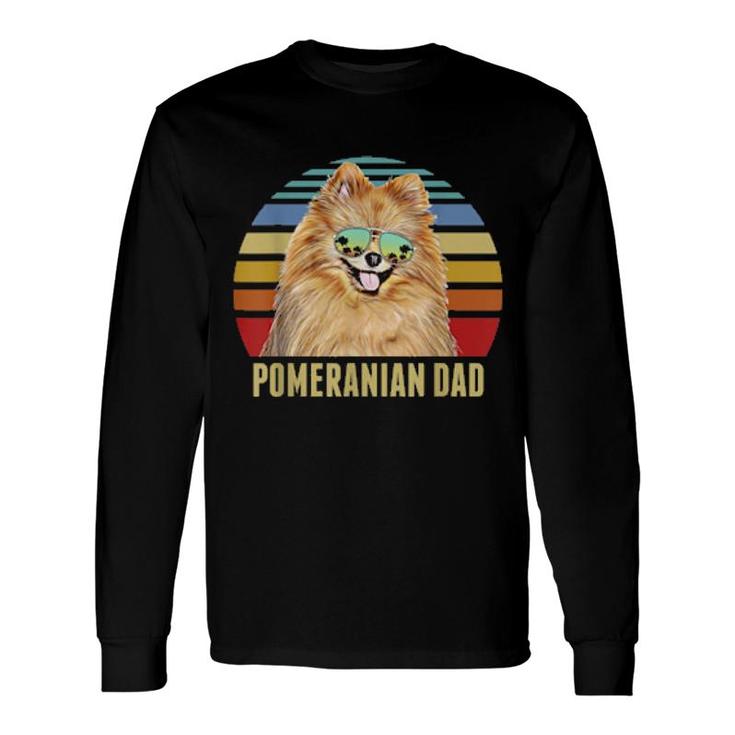Pomeranian Best Dog Dad Ever Retro Sunset Beach Vibe Long Sleeve T-Shirt T-Shirt