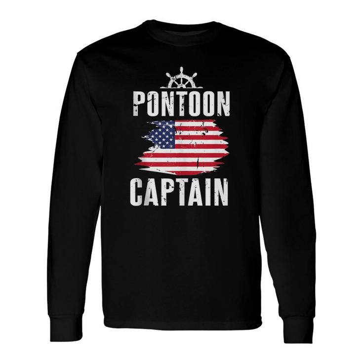 Pontoon Captain Flag Of America Sailor Fisherman Dad Long Sleeve T-Shirt T-Shirt