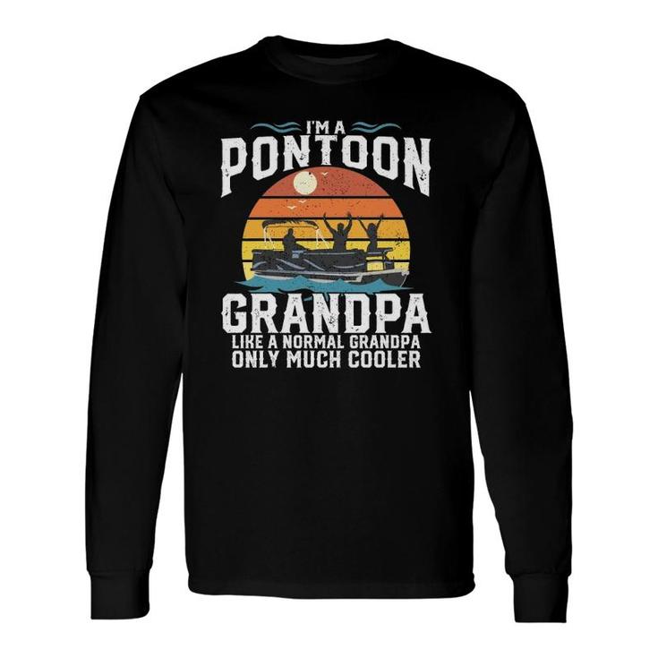 Pontoon Grandpa Captain Retro Boating Father's Day Long Sleeve T-Shirt T-Shirt