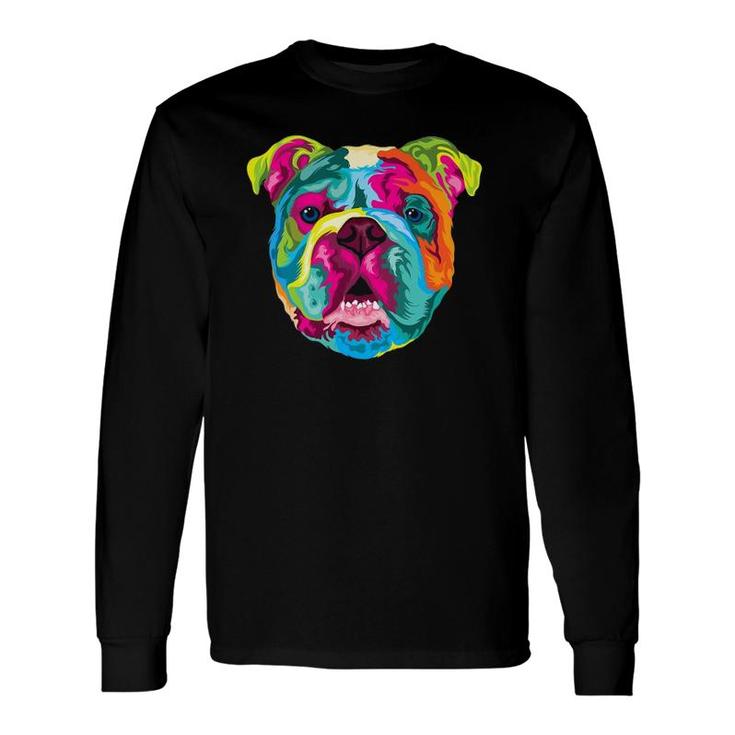 Pop Art English Bulldog Pet Paw Dog Lover Long Sleeve T-Shirt T-Shirt