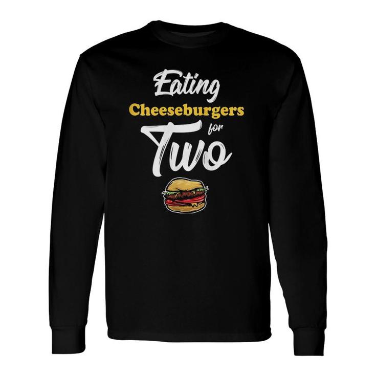 Pregnancy Eating Cheeseburgers For Two 4Th Of July Long Sleeve T-Shirt T-Shirt