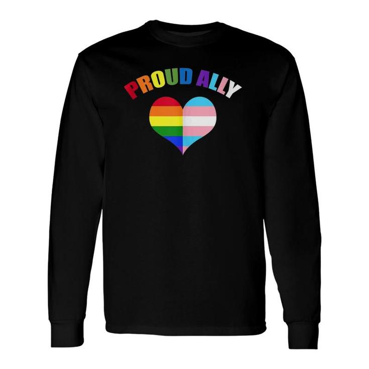 Proud Ally Lgbt-Q Gay Pride Transgender Heart Rainbow Long Sleeve T-Shirt T-Shirt