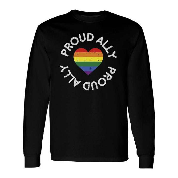 Proud Ally Rainbow Heart Gay Lgbt Pride Support Long Sleeve T-Shirt T-Shirt