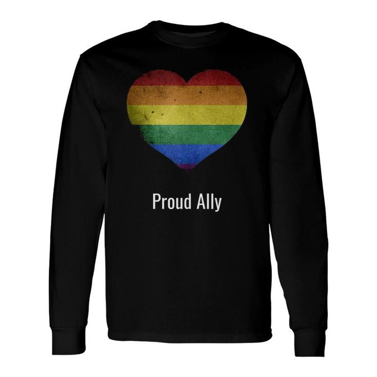 Proud Ally Rainbow Vintage Lgbtq Gay Pride Parade Long Sleeve T-Shirt T-Shirt