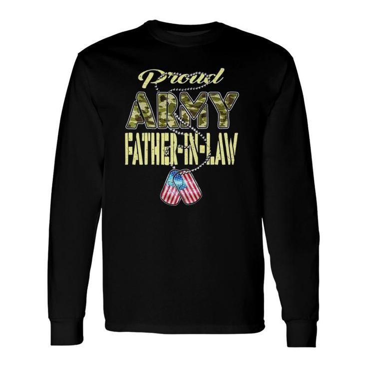 Proud Army Father-In-Law Us Flag Dog Tag Military Dad-In-Law Long Sleeve T-Shirt T-Shirt