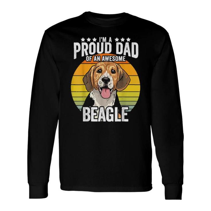 Proud Dad Beagle Dog Pet Love Retro Vintage Sunset Long Sleeve T-Shirt T-Shirt