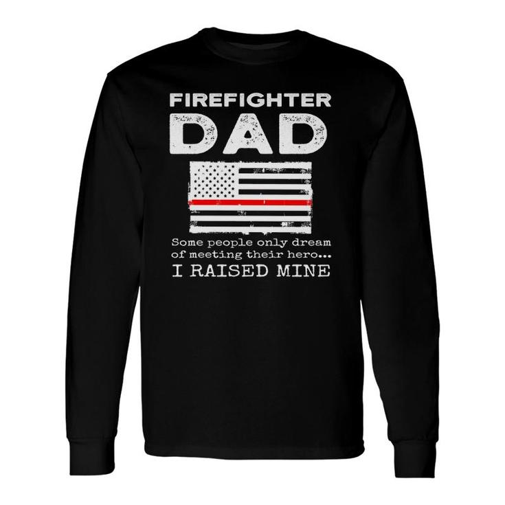 Proud Firefighter Dad Fireman Father American Flag Long Sleeve T-Shirt T-Shirt