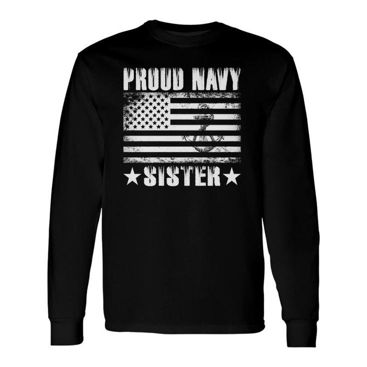 Proud Navy Sister Usa Flag Retro Vintage Military Proud Long Sleeve T-Shirt T-Shirt