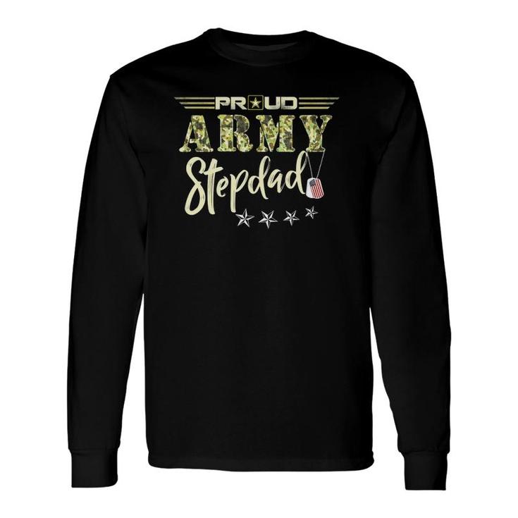 Proud Us Army Stepdad Camouflage Military Pride Long Sleeve T-Shirt T-Shirt