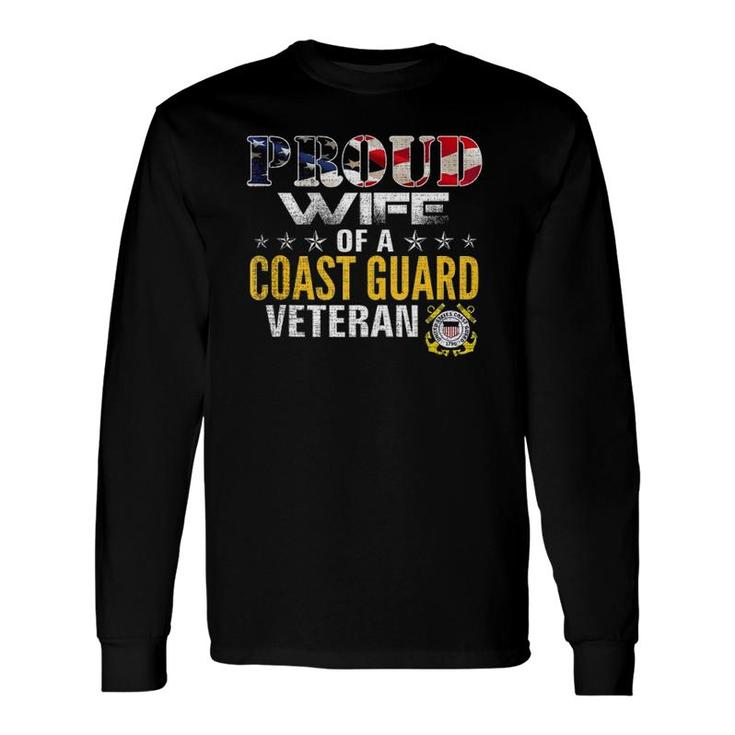 Proud Wife Of A Coast Guard Veteran American Flag Military Tank Top Long Sleeve T-Shirt T-Shirt