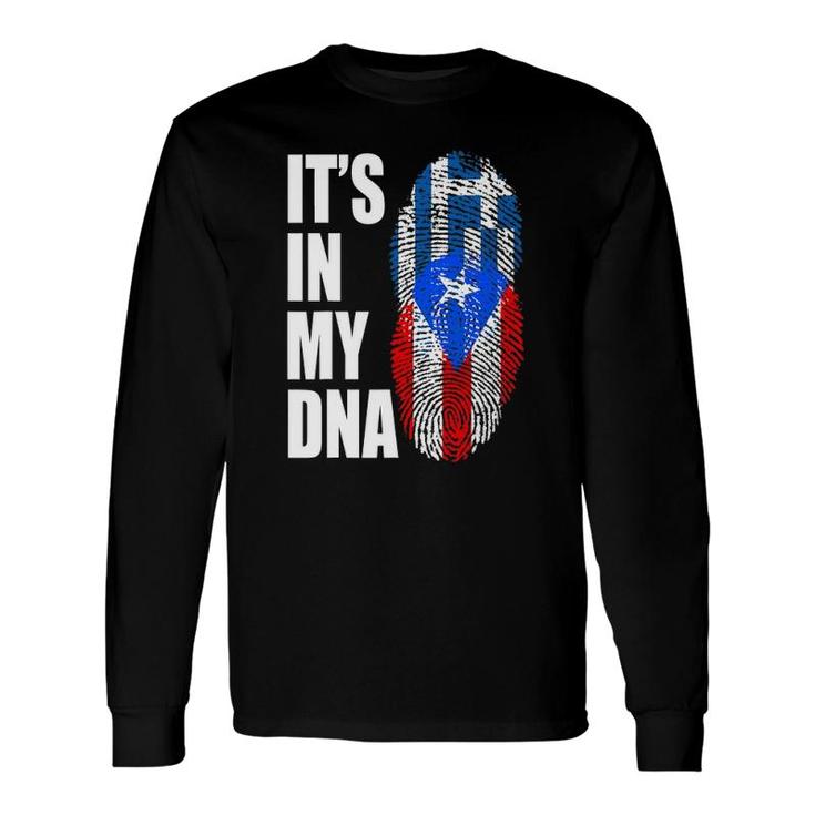 Puerto Rican And Greek Mix Dna Flag Heritage Long Sleeve T-Shirt