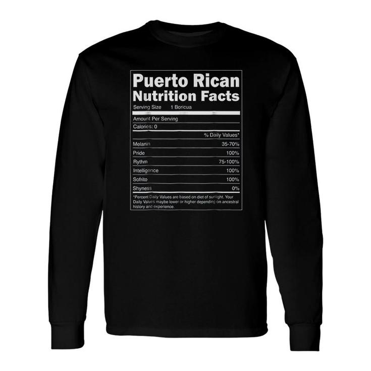 Puerto Rico Nutrition Facts Puerto Rican Long Sleeve T-Shirt T-Shirt