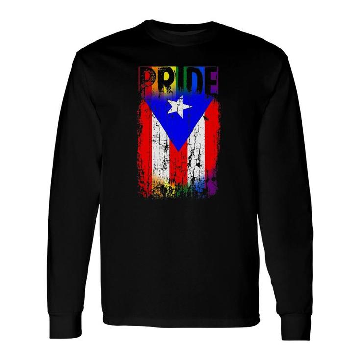 Puerto Rico Rican Gay Pride Flag Lgbtq Boricua Distressed Long Sleeve T-Shirt T-Shirt