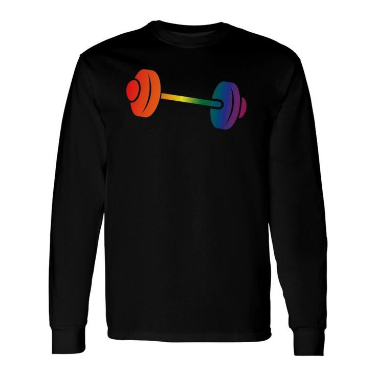 Rainbow Dumbbell For Gay Gym Owners And Lgbtq Fitness Long Sleeve T-Shirt T-Shirt
