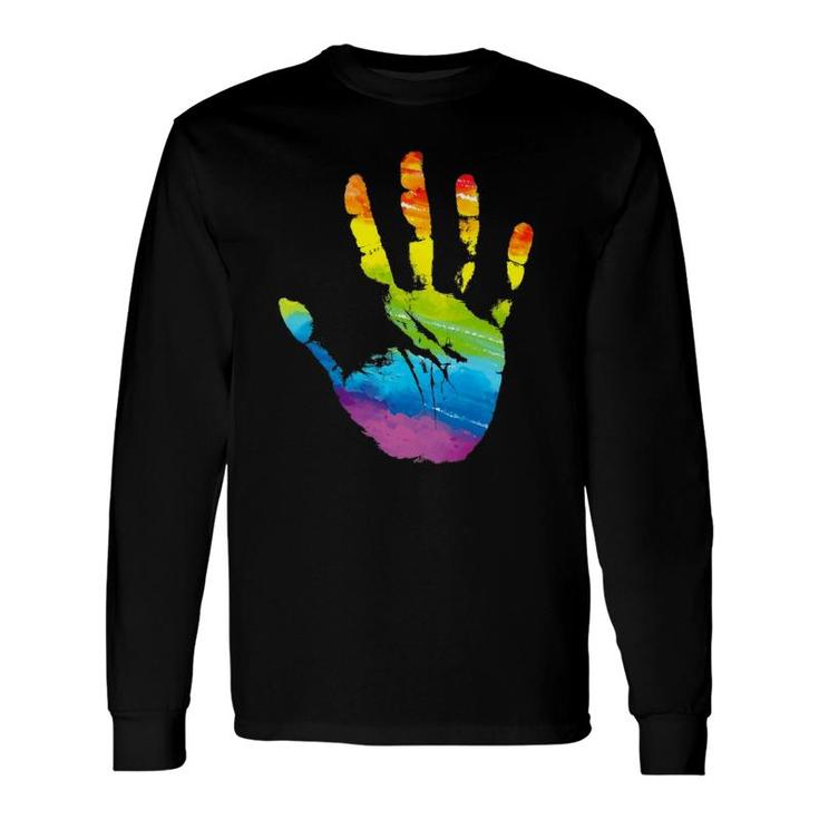 Rainbow Hand Print Lgbt Gay Pride Month Parade Long Sleeve T-Shirt T-Shirt