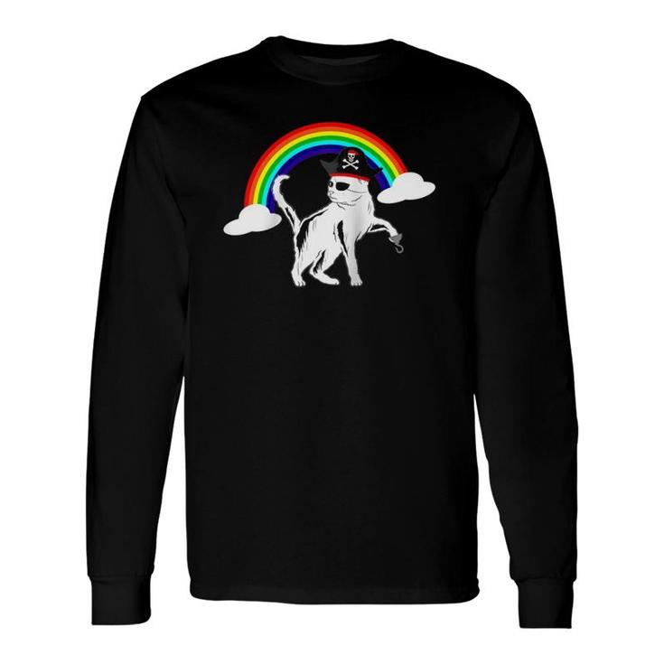 Rainbow Pirate Cat-Purrate Pirate Cat-Lgbt Pride Raglan Baseball Tee Long Sleeve T-Shirt T-Shirt