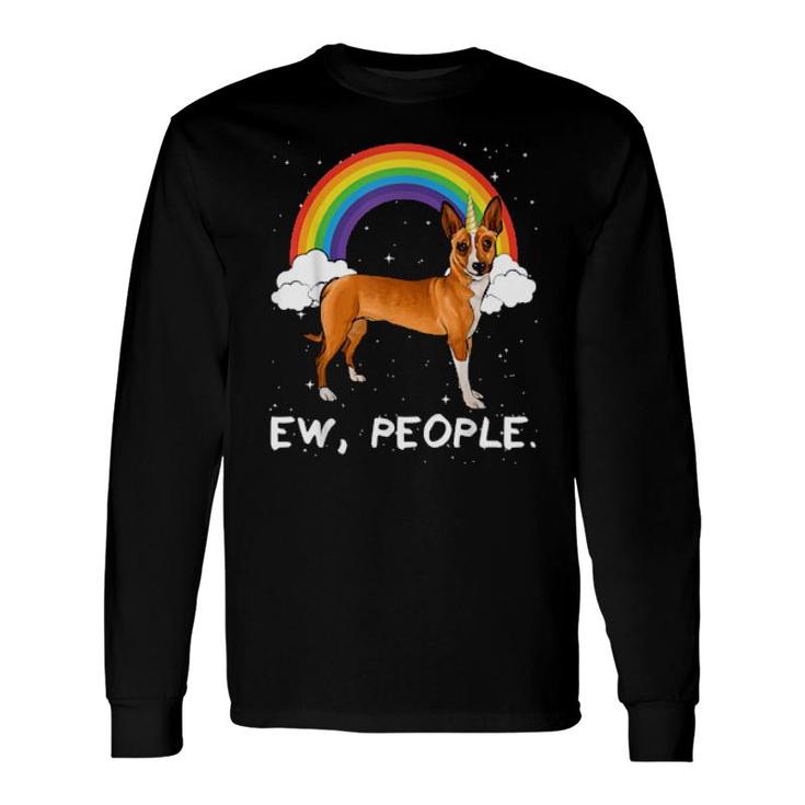 Rainbow Portuguese Podengo Pequeno Ew People Unicorn Dog Long Sleeve T-Shirt