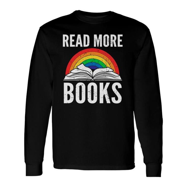 Read More Books Reading Vintage Retro Rainbow Long Sleeve T-Shirt