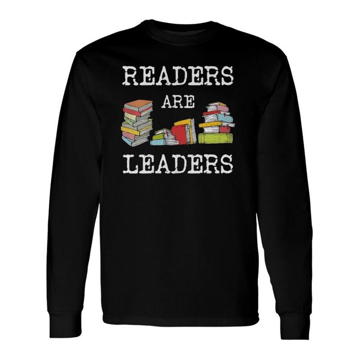 Readers Are Leaders Books Reading Teacher Librarian V-Neck Long Sleeve T-Shirt T-Shirt